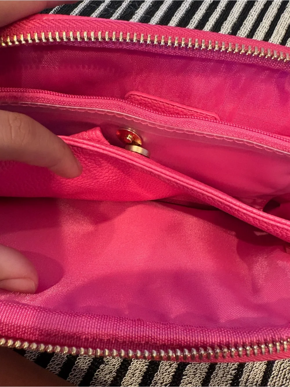 Neiman Marcus Hot Pink Pebbled Cosmetic Pouch